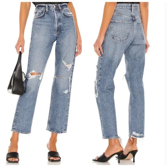 AGOLDE 90's Mid Rise Loose Straight Jeans in Streamline Size 24 - Picture 2 of 9